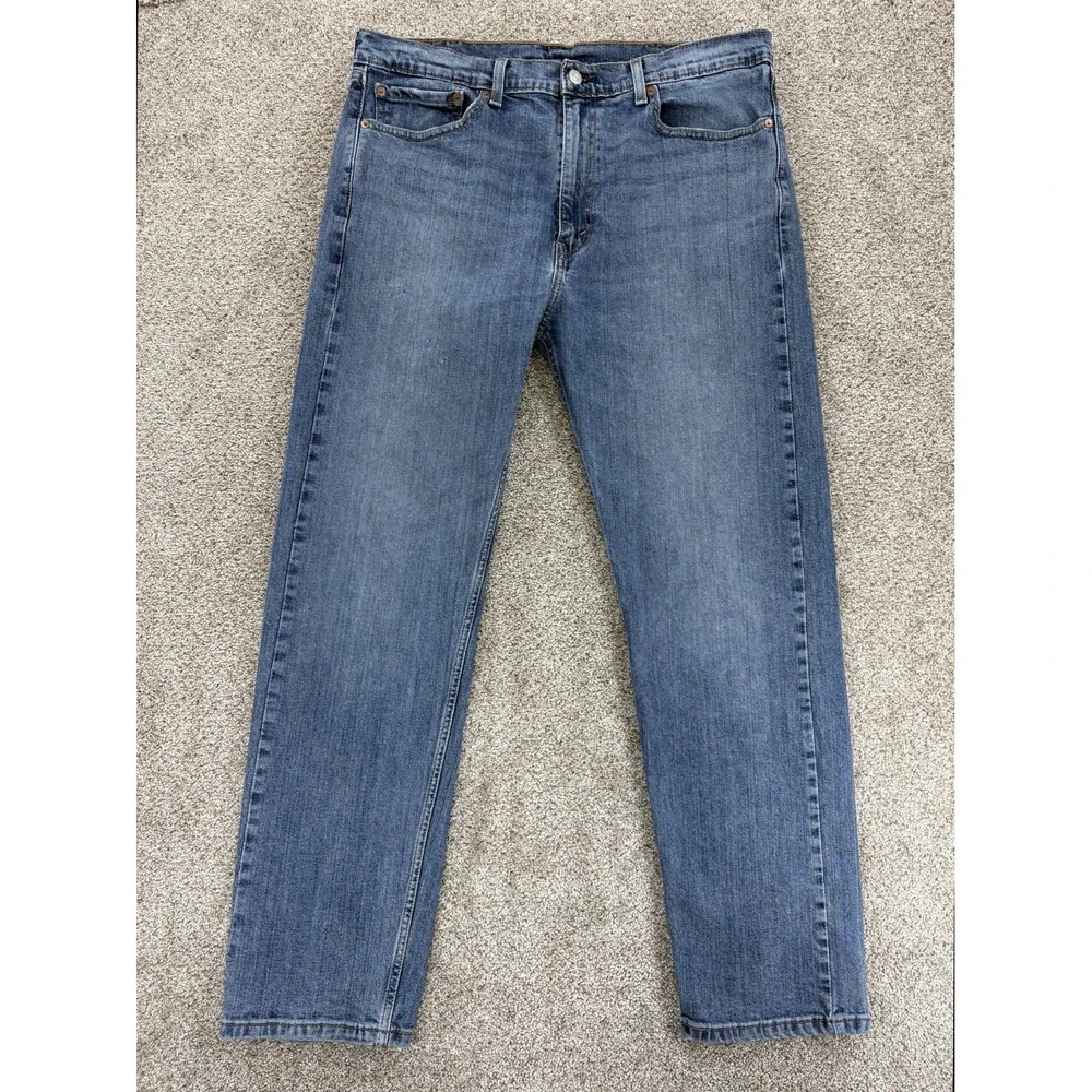 Levi's 505 Jeans Mens 38x32 Blue Medium Wash Stretch Denim Classic Straight